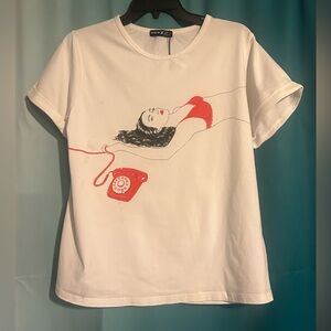 SHEIN White Tee with Red Graphic
